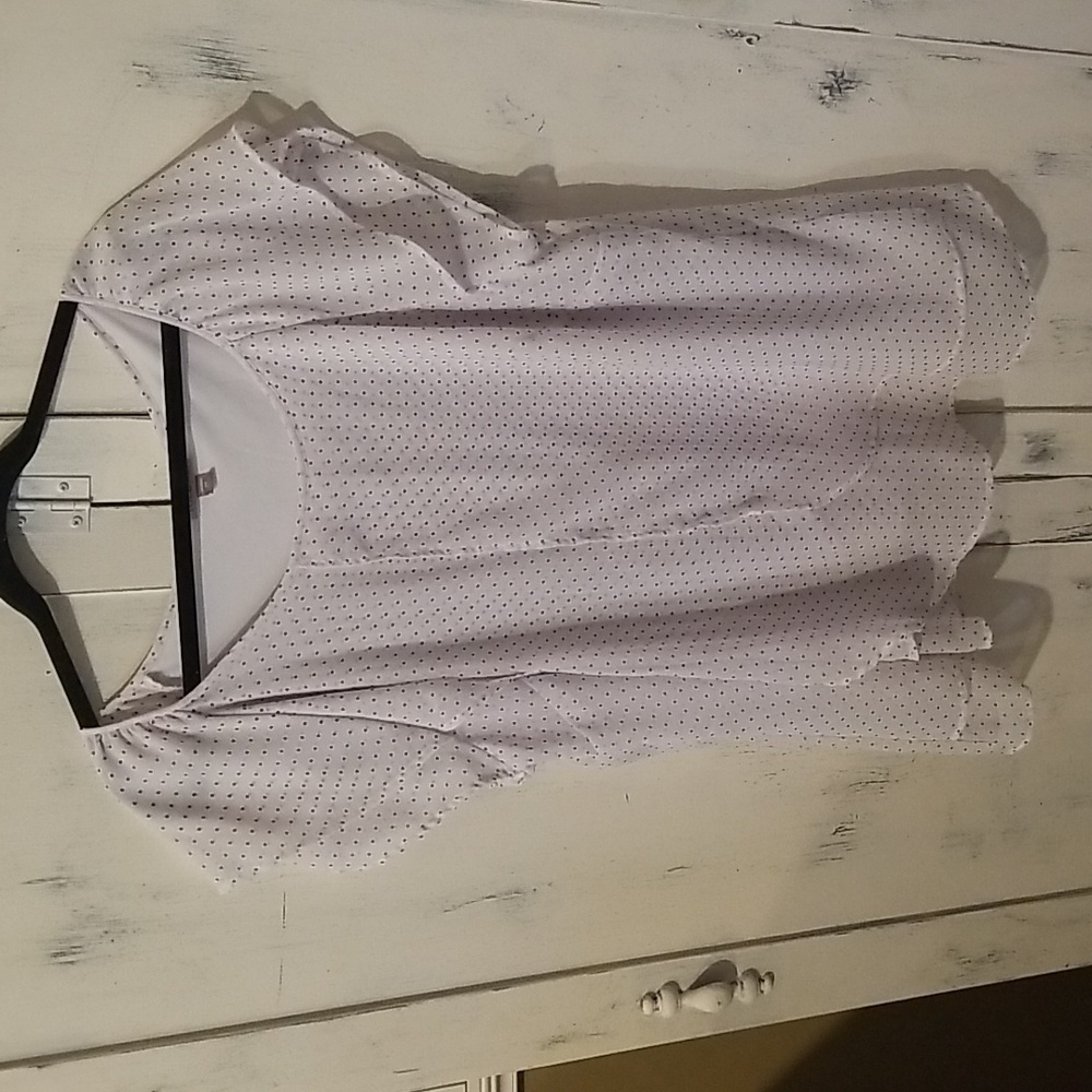 ROZ@ALI Sheer,  Lined White with Black poke-dot Sz 3X
